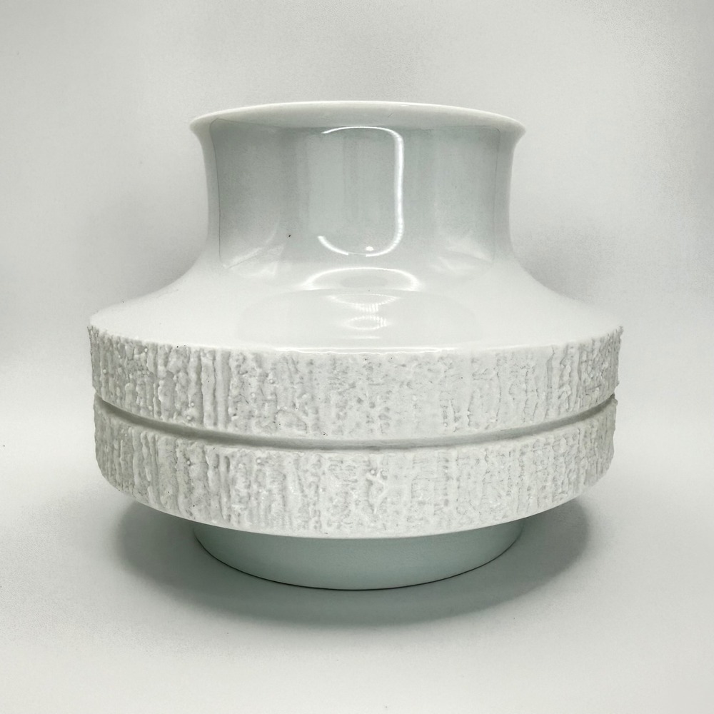 Mid Century Modern White Textured Ceramic Vase Decor‎ Thomas Germany MCM Space